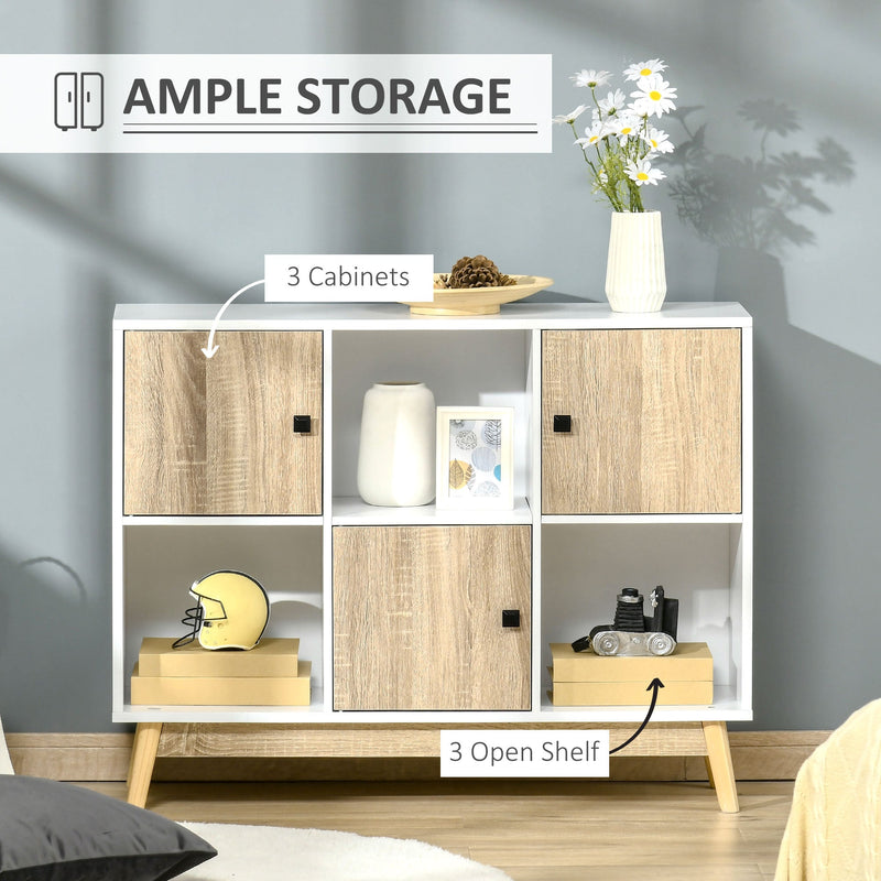 6-Cube Organizer Bookcase with Doors - Versatile Display Shelf and Storage Cabinet - Ideal for Living Room, Dining Room Organization