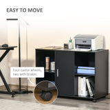 Mobile Office File Cabinet with Wheels - Lateral Stationery Storage and Printer Stand - Space Saving Solution with Open Compartment and Cupboard for Home Office