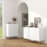 High Gloss Front Storage Cabinet - Freestanding Sideboard with Adjustable Shelving & Soft-Close Doors, Gold Tone Hairpin Legs - Stylish Organizer for Living Room, Dining Area, Hallway