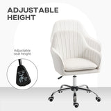 HOMCOM Velvet-Feel Office Chair with Adjustable Height and Wheels - Cream White