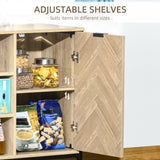 Oak Tone Sideboard Storage Cabinet with Adjustable Shelves - TV Console and Cupboard for Dining Room, Kitchen, Living Room - Stylish Organizational Furniture for Home Decor