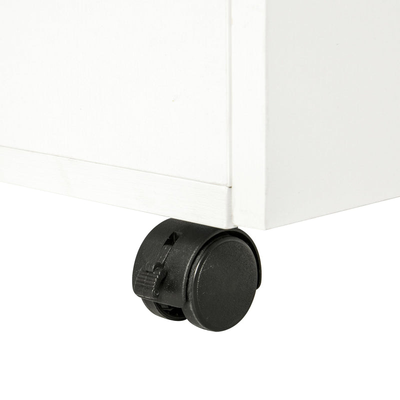 Mobile Storage Cabinet Sideboard - Cupboard with 4 Shelves, Drawers, and Lockable Wheels - Space-Saving Organizer for Home or Office