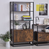 Freestanding Storage Organizer with 3 Open Shelves - Tall Cupboard & Multifunctional Rack for Home Use - Ideal for Living Room, Bedroom, Kitchen in Rustic Brown