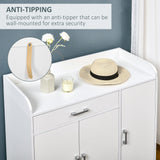 Modern White Sideboard - Spacious Storage Cabinet with Drawer and Cupboard - Ideal for Living Room, Bedroom, and Hallway Organization