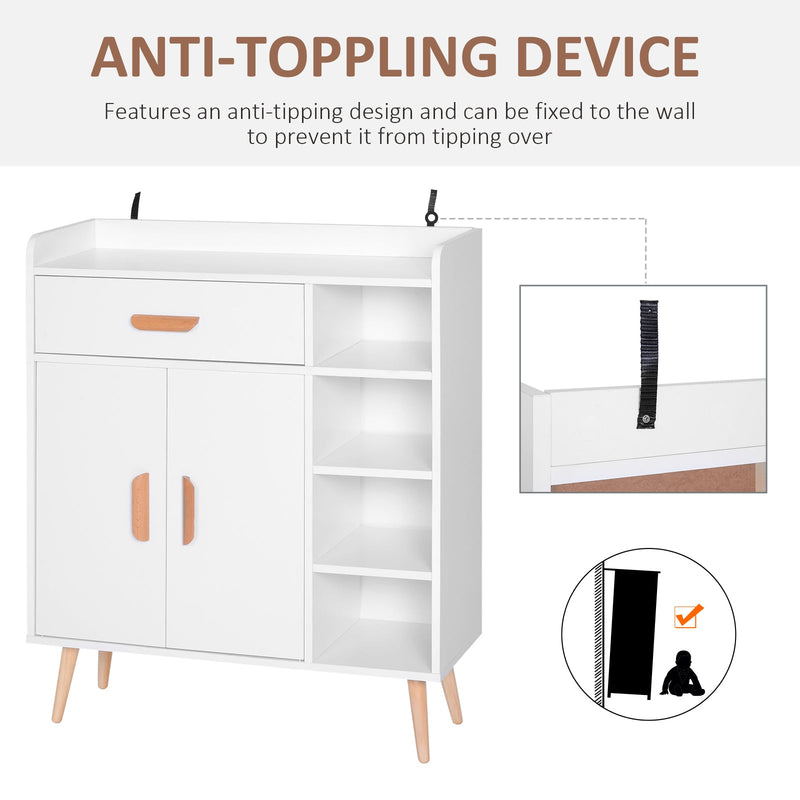 Floor Storage Sideboard - Versatile Cupboard with Drawer for Hallway, Kitchen, Bedroom, Living Room - Organizational Furniture in Classic White Design