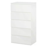 5-Drawer Chest - Freestanding Storage Cabinet for Bedroom and Living Room - Contemporary White Tower Unit for Home Organization