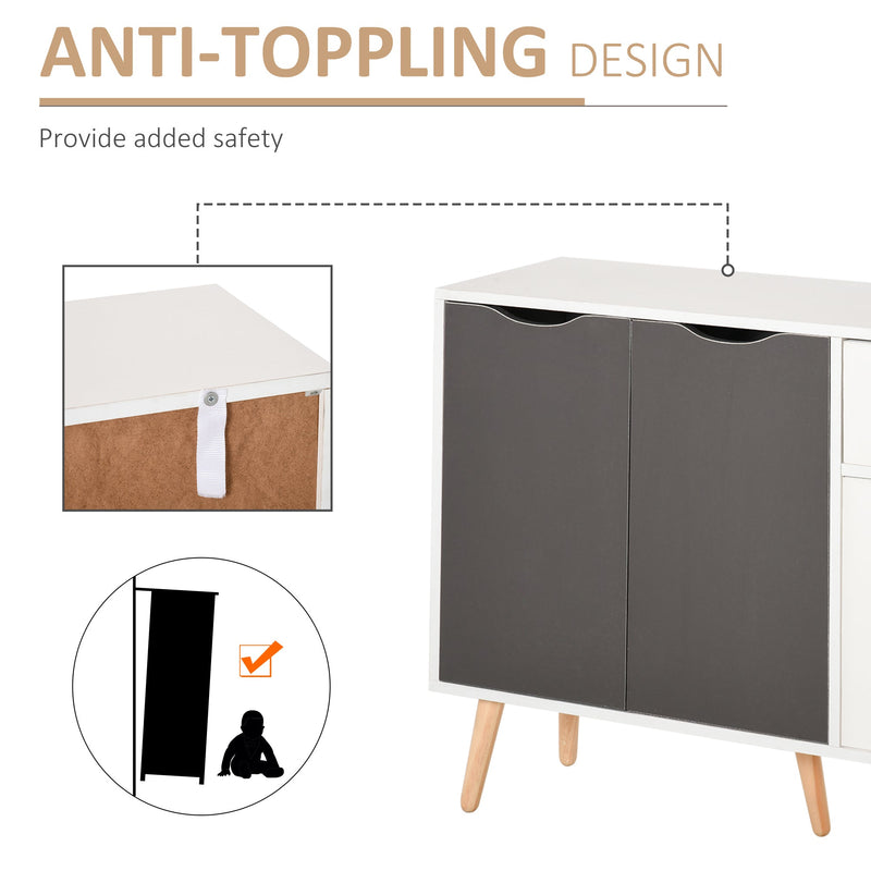 Floor Standing Sideboard Storage Cabinet with Drawer - Bedroom, Living Room, Home Office Organizer in Grey - Space-Saving Solution for Clutter-Free Interiors