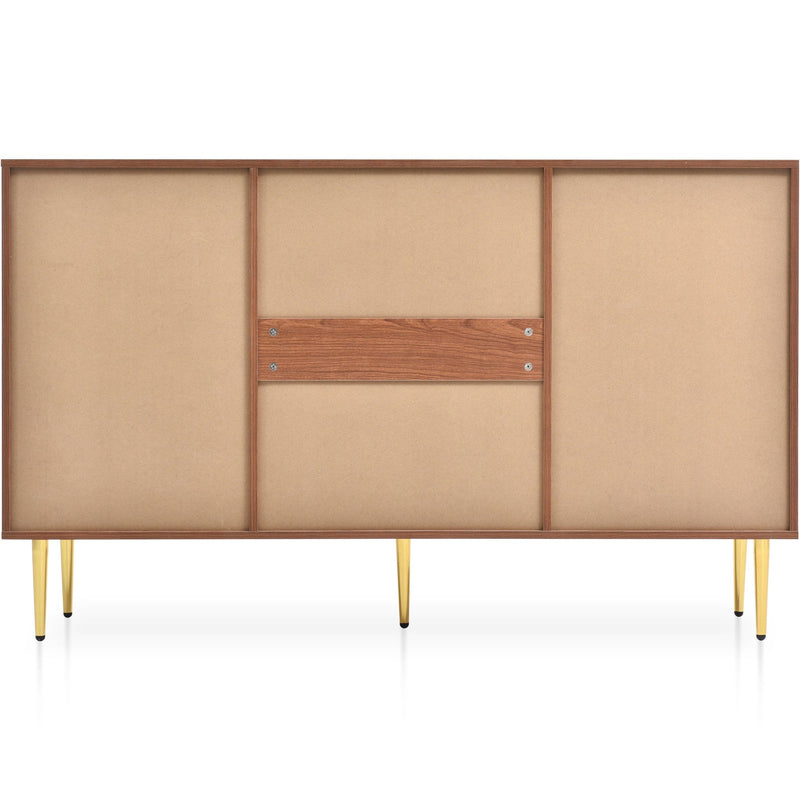 Adjustable Shelf Sideboard - Freestanding Storage Cabinet with 2 Doors and 3 Drawers in Walnut - Organizer for Living Room & Bedroom