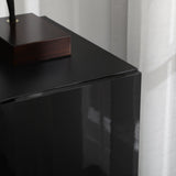 Wooden Storage Sideboard - Freestanding High Gloss Cupboard with Adjustable Shelves, Black - Bedroom Organization and Space Management