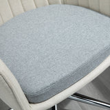 Linen Fabric Leisure Office Chair - Swivel Scallop-Shaped Computer Desk Chair with Wheels - Ideal for Home Study and Bedroom Comfort, Beige