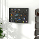 5-Tier Particle Board Display Cabinet with Glass Doors - Sleek Black Finish, Multipurpose Shelving Unit - Ideal for Showcasing Collectibles & Organizing Home Spaces