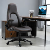 PU Leather Swivel Office Chair with Adjustable Height - Ergonomic Desk Chair with Flip-Up Armrests & Tilt Mechanism - Comfortable Seating for Home Office and Desk Work in Dark Brown