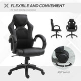 Faux Leather High-Back Computer Chair - Ergonomic Swivel Office Chair with Wheels and Armrests, Black - Ideal for Home Office Comfort and Style