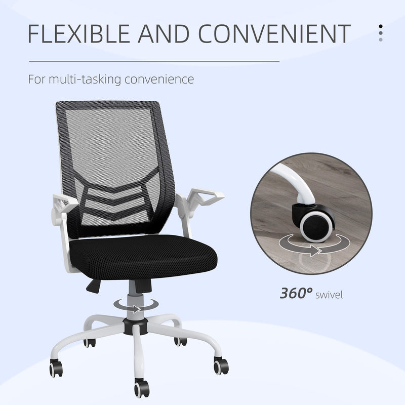 Ergonomic Mesh Office Chair with Flip-up Armrests - Lumbar Support and Smooth-Rolling Swivel Wheels - Comfortable Seating for Home Office and Desk Work