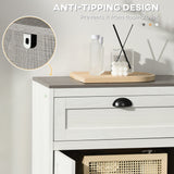 Freestanding White Bathroom Floor Cabinet with Drawer - Double Door Storage Cupboard and Adjustable Shelf - Space-Saving Organizer for Bathroom Essentials