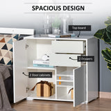 2-Drawer & 2-Door Push-Open Cabinet - White Storage Solution for Home Office - Streamlined Organization Furniture