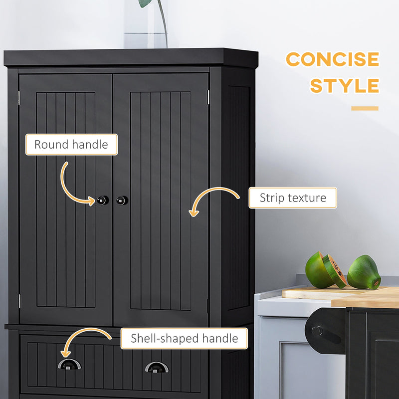 Freestanding Traditional Kitchen Cupboard - Black Storage Cabinet with Drawer, Doors & Adjustable Shelves - Ideal for Organized Kitchen Space & Extra Storage Needs