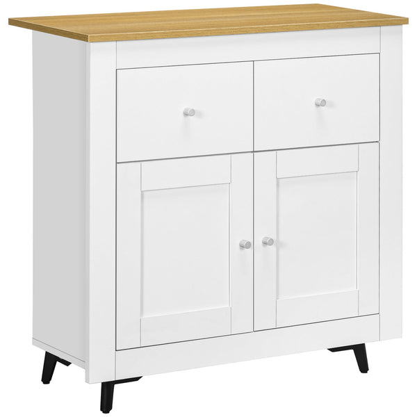 Modern White Sideboard Cabinet - Double Doors and Drawers for Storage - Ideal for Dining Room, Living Room, and Entryway Organization