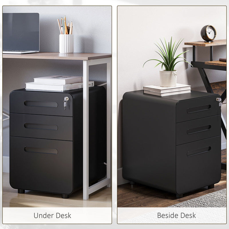 3-Drawer Mobile File Cabinet with Lock - Sturdy All-Metal Rolling Storage Solution - Secure and Organize Documents for Home Office Use