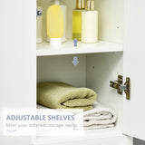 Adjustable Shelf Tall Bathroom Cabinet - High Gloss Freestanding Storage Cupboard with Drawer - Space-Saving Organizer for Toiletries and Linens