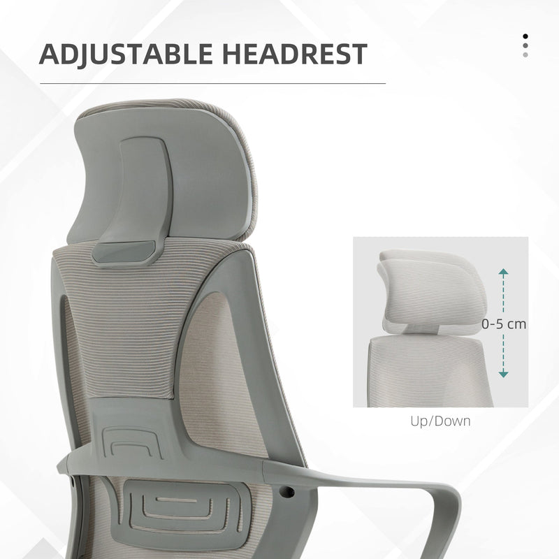 Ergonomic High-Back Mesh Home Office Chair with Wheels - Adjustable Height and Comfortable Lumbar Support - Ideal for Work from Home Professionals and Students