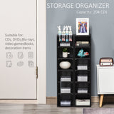 204 CD Tower Rack - Blu-Ray/DVD Media Storage Shelf with Adjustable Shelves - Organiser Set for Bookcase Display, Black