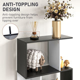5-Tier S-Shaped Bookcase - Modern Storage & Display Shelving Unit, Divider in Black - Ideal for Organizing Books, Decor in Living Room or Office
