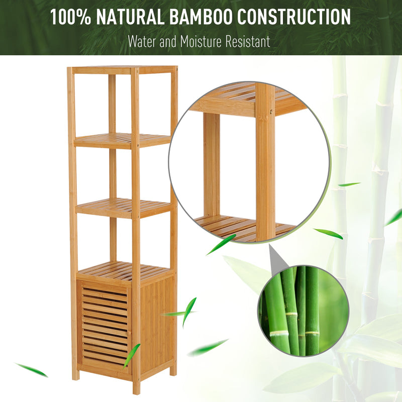 Freestanding 140cm Tall Storage Cabinet - 3 Shelves Cupboard for Bathroom & Kitchen Organization - Home Utility Organizer for Space Saving