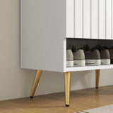 Modern 2-Door Shoe Cabinet with Open Shelf - Adjustable Storage Cupboard Fits 15 Pairs, White - Ideal for Entryway and Hallway Organization
