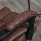 Ergonomic Microfibre Reclining Office Chair with Armrests - Swivel Desk Chair with Wheels and Footrest in Brown - Comfortable Home Office Seating Solution
