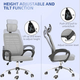 Ergonomic Mesh Office Chair with Adjustable Headrest and Armrests - Lumbar Support for Comfortable Work Seating - Ideal for Home and Office Use