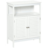 Freestanding Wooden Bathroom Cabinet - Spacious Storage Organizer with Double Shutter Doors, Cupboard Design - Elegant Home Furniture for Bathroom Essentials and Linens