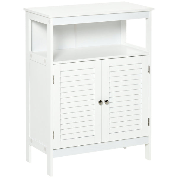 Freestanding Wooden Bathroom Cabinet - Spacious Storage Organizer with Double Shutter Doors, Cupboard Design - Elegant Home Furniture for Bathroom Essentials and Linens