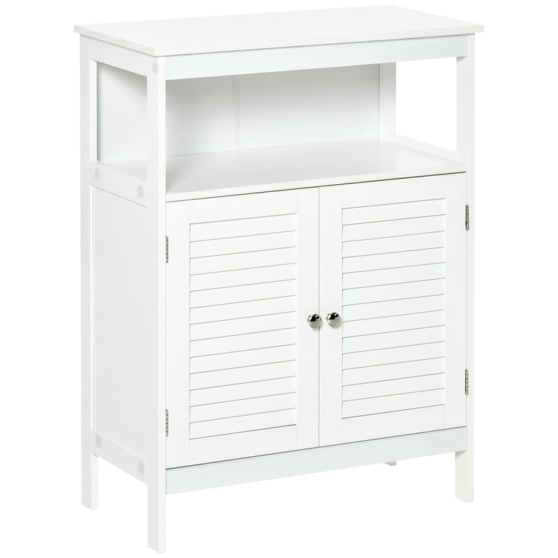 Freestanding Wooden Bathroom Cabinet - Spacious Storage Organizer with Double Shutter Doors, Cupboard Design - Elegant Home Furniture for Bathroom Essentials and Linens