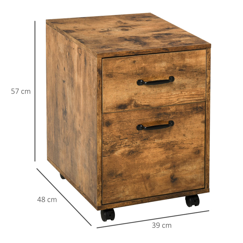 2-Drawer Mobile File Cabinet - Hanging File Folder Compatible, Rolling Storage - Home Office Organization and Space Saving Under Desk Solution