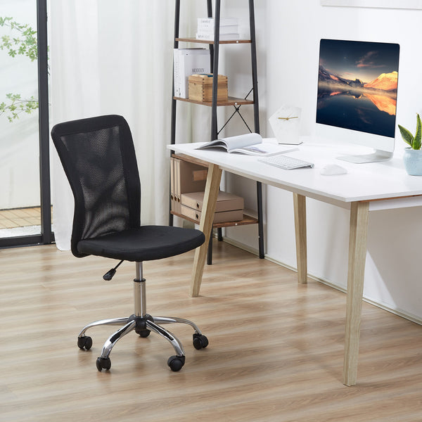 Ergonomic Mesh Office Chair - Armless Mid-Back Design with Height Adjustment & Swivel Casters - Ideal for Home Workstations and Small Desks