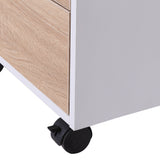 Mobile File Cabinet Pedestal - MDF Construction with 3 Lockable Drawers and Casters - Efficient Office Storage in Oak and White