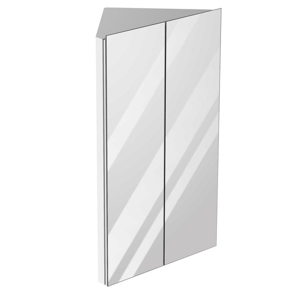 Corner Bathroom Cabinet with Mirrored Door - Wall-Mounted Stainless Steel Organizer with 3 Shelves and 2 Doors - Space-Saving Storage for Home Essentials