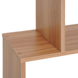 Maple Finish Wooden S-Shaped Bookcase - 6-Shelf Storage Display Unit & Room Divider - Versatile Chest Cabinet for Home or Office Organization