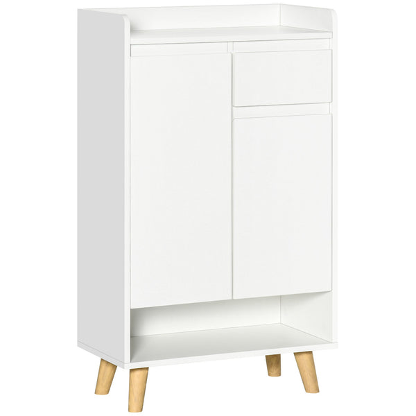 Modern White Sideboard - 2 Door Cupboard & Drawer with Bottom Shelf Storage Cabinet - Elegant Organization for Living Room or Hallway
