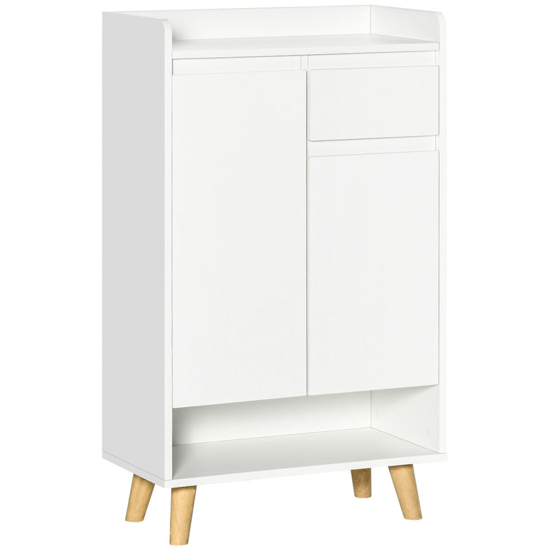 Modern White Sideboard - 2 Door Cupboard & Drawer with Bottom Shelf Storage Cabinet - Elegant Organization for Living Room or Hallway