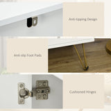 Slim White Storage Cabinet - Golden Hairpin Legs & Adjustable Shelves Sideboard - Ideal for Living Room, Dining Room & Hallway Organization
