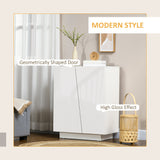 Freestanding Wooden Cabinet for Bedroom - High-Gloss Sideboard with Adjustable Shelves - Elegant Storage Solution for Clutter-Free Living Spaces