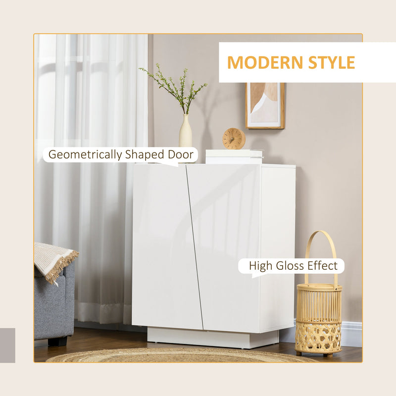 Freestanding Wooden Cabinet for Bedroom - High-Gloss Sideboard with Adjustable Shelves - Elegant Storage Solution for Clutter-Free Living Spaces