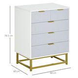 5-Drawer Modern Chest - Bedroom and Living Room Storage Organizer with Golden Steel Base - Contemporary Furniture Solution for Enhanced Home Organization