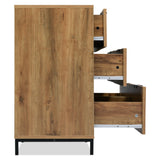 6-Drawer Sideboard Cabinet in Dark Oak - Sturdy Metal Handles, Modern Storage Organizer for Home - Ideal for Living Room and Bedroom Organization