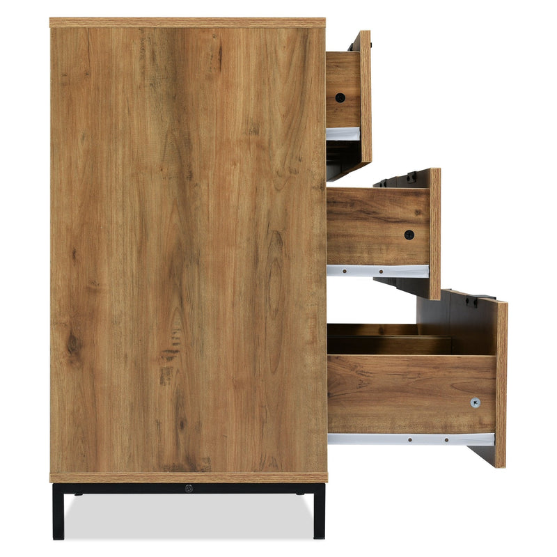 6-Drawer Sideboard Cabinet in Dark Oak - Sturdy Metal Handles, Modern Storage Organizer for Home - Ideal for Living Room and Bedroom Organization