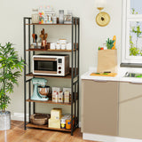 5-Tier 157cm Tall Etagere Bookcase with Adjustable and Tiltable Shelves-Rustic Brown