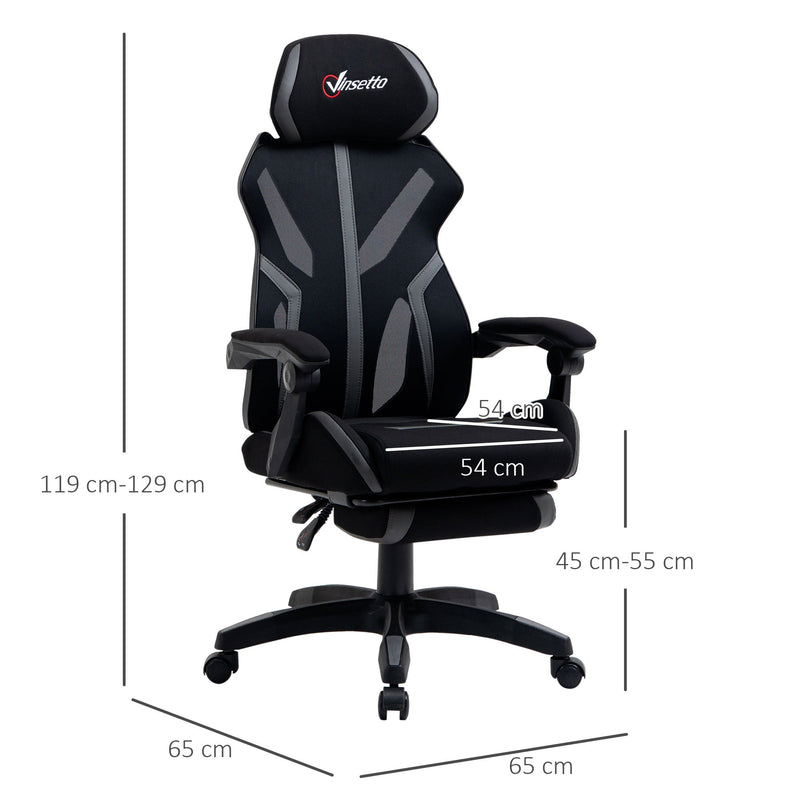 Ergonomic Mesh Office Chair with Reclining Back and Footrest - Adjustable Height, Swivel Wheels, Lumbar Support for Home Office - Comfortable Desk Task Computer Chair in Black Grey