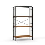Metal Framed 4-Tier Bookshelf - Open-Back Storage Shelf Design - Ideal for Book Lovers & Space Saver in Homes and Offices